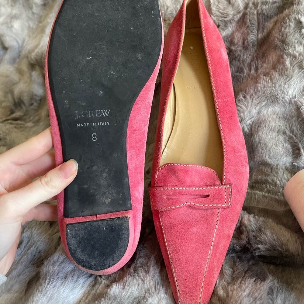 Vintage J Crew pointed toe flats. Beautiful bright pink color